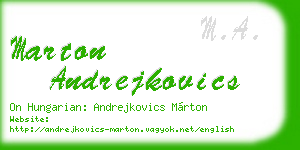 marton andrejkovics business card